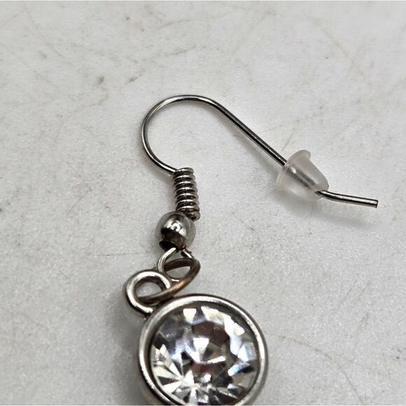 "5/$25" Mismatched Silvertone Rhinestone Cross /Circle Dangle Earrings - Picture 4 of 8